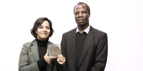 Emerging researcher Janina and Prof. Mike Otieno, Head of the School of Civil and Environmental Engineering